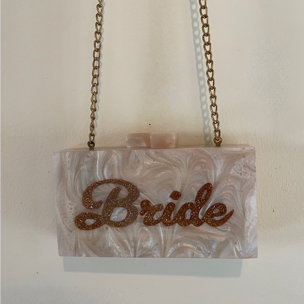 Lulus Bride Clutch with Gold Chain